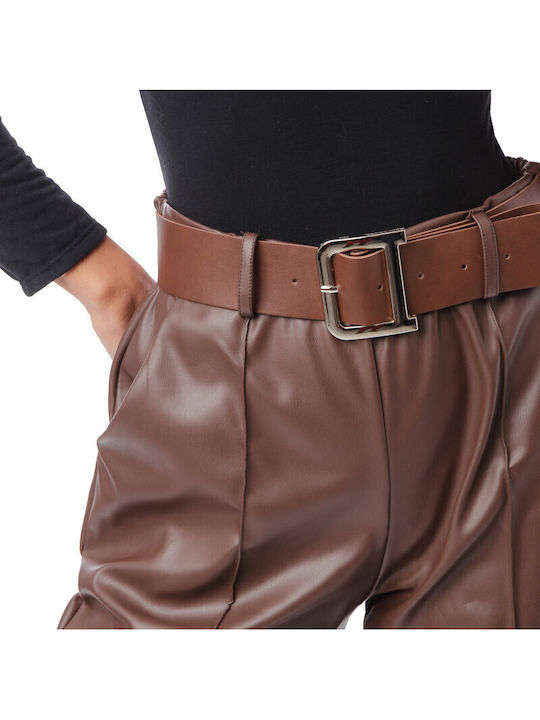 Silia D Damen Hosen Braun Matt Pantaloona Mit Gummiband
