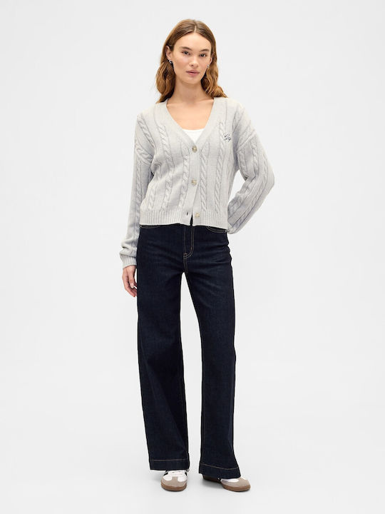 Μακριά Γυναικεία Ζακέτα με Κουμπιά Heather Grey
