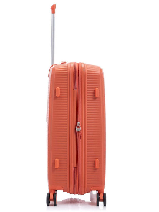 RCM Large Hard Orange Suitcase with 4 Wheels