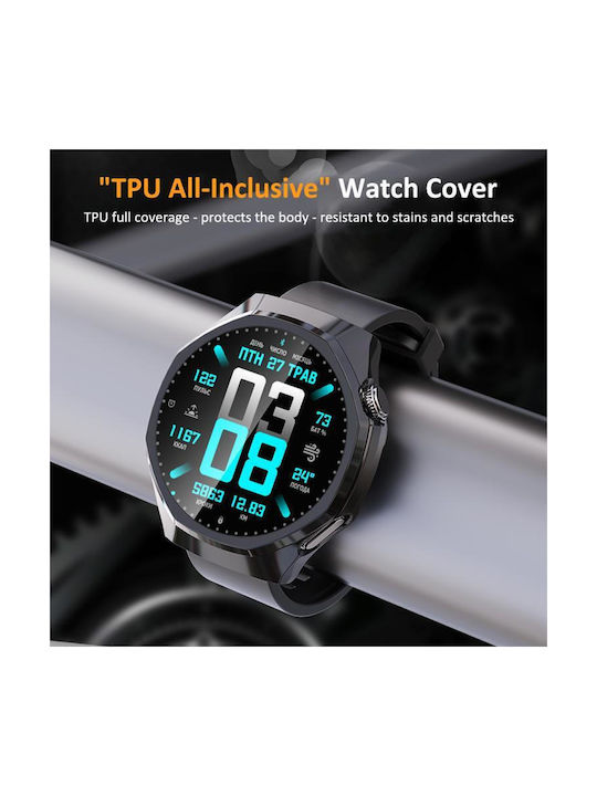 Силиконов Калъф със Стъкло в Черен цвят за Huawei Watch GT 6 Pro 46мм