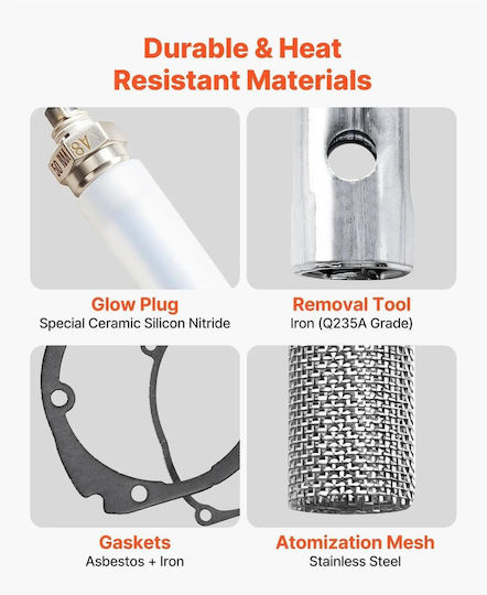 Kit Reparare Bujii Incandescente 8 V Sirocou 2kw 5kw 8kw Dimensiune Finală 12 X 12 X 250 Mm Cheie