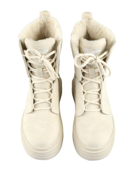 Vectra Leather Women's Ankle Boots Beige
