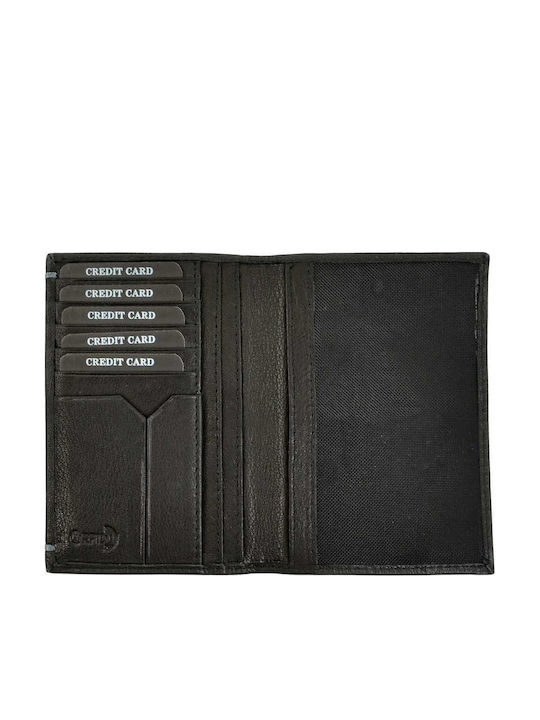 Leather Passport Case Daston 093 Black Rfid Protection & 6 Cards – Ideal for Air Travel Black