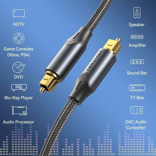 Vention Optical Audio Cable TOS Male - TOS Male Black 10m