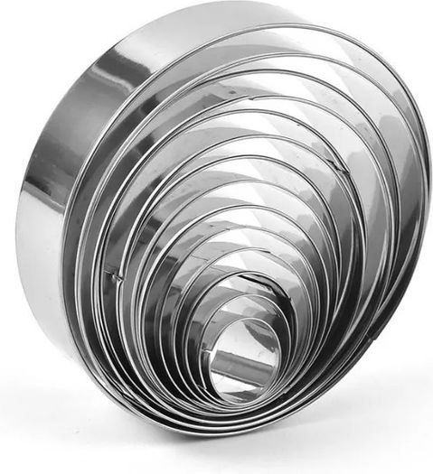 Set 14 Matrițe De Tăiat Aluat Zola Circulare Diverse Mărimi 2.5-11.5 Cm Oțel Inoxidabil Argintiu