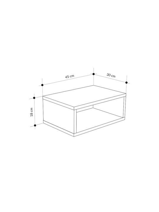 Κομοδίνο Brik Ξύλινο Λευκό 45x30x18cm