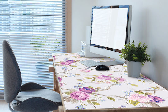 Decorative Desk Pad Work Surface Printed Blooming Trees 90x45 Cm