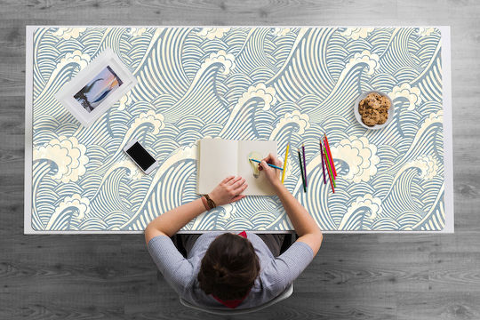 Desk Protector Decorative Print Ocean Waves 90x45 Cm