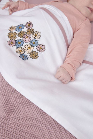 Meyco Vintage Flower Baby Sheet Crib Cotton Lilac 150x100cm