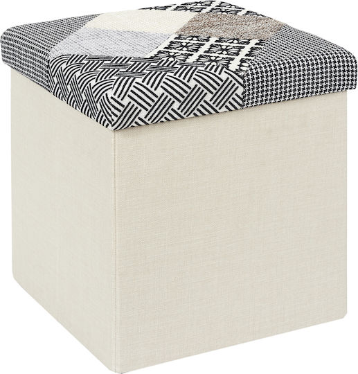 Scaune Camera de zi Pliabil Cu spațiu de depozitare Tapițat cu Țesătură Multicolor Grey/Cream 38x38x38buc