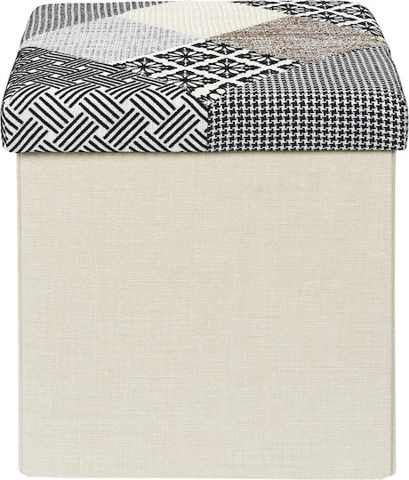Scaune Camera de zi Pliabil Cu spațiu de depozitare Tapițat cu Țesătură Multicolor Grey/Cream 38x38x38buc
