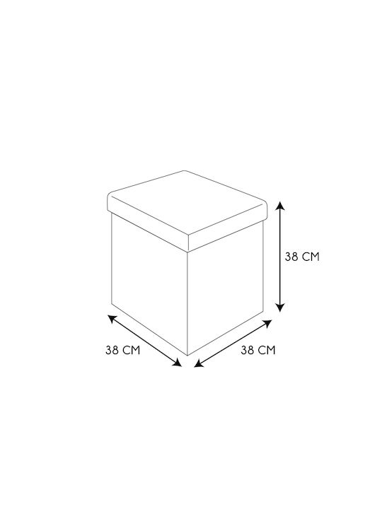 Stool For Living Room Collapsible With Storage Space Upholstered with Fabric Multicolor Grey/Cream 38x38x38cm