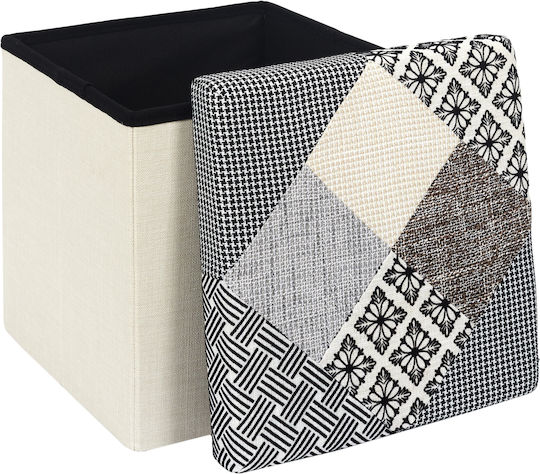 Scaune Camera de zi Pliabil Cu spațiu de depozitare Tapițat cu Țesătură Multicolor Grey/Cream 38x38x38buc
