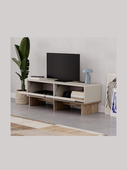 TV-Ständer Yuki Sandstein - Korb Eiche M118xP35xH40.6cm GP037-0275