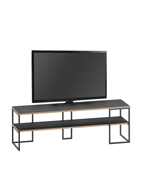 TV Stand Friday Made of Metal & Black Wood L140xD37xH45cm