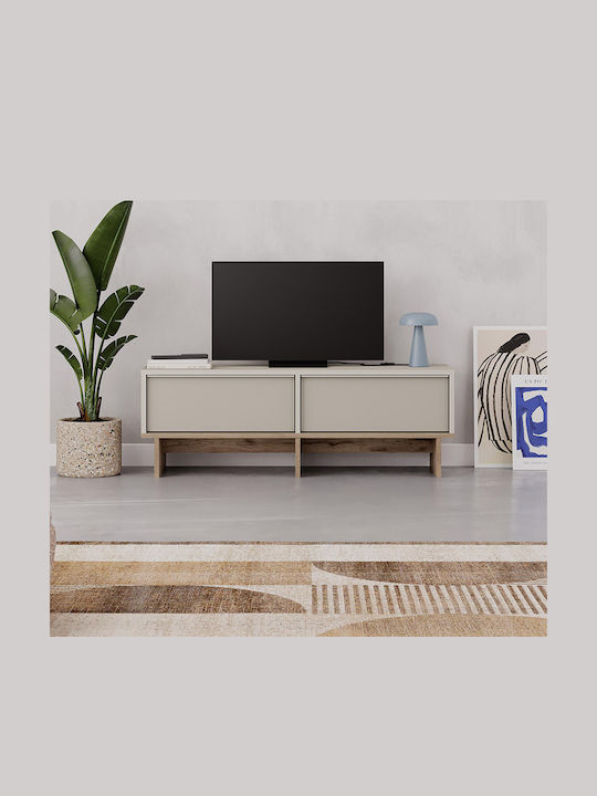 TV-Ständer Yuki Sandstein - Korb Eiche M118xP35xH40.6cm GP037-0275