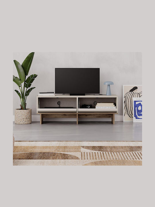 TV-Ständer Yuki Sandstein - Korb Eiche M118xP35xH40.6cm GP037-0275