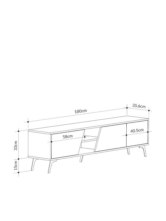 TV Stand Fiona Light Walnut L180xD35.6xH48cm