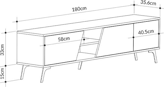 TV Stand Fiona Light Walnut L180xD35.6xH48cm