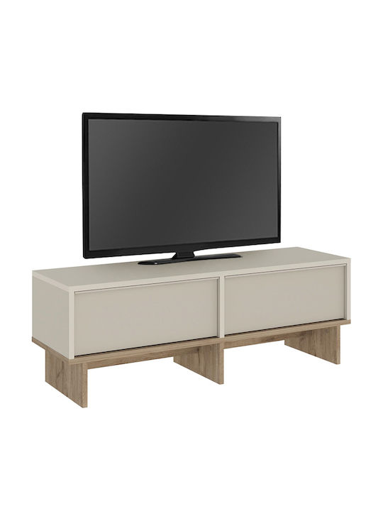 TV-Ständer Yuki Sandstein - Korb Eiche M118xP35xH40.6cm GP037-0275