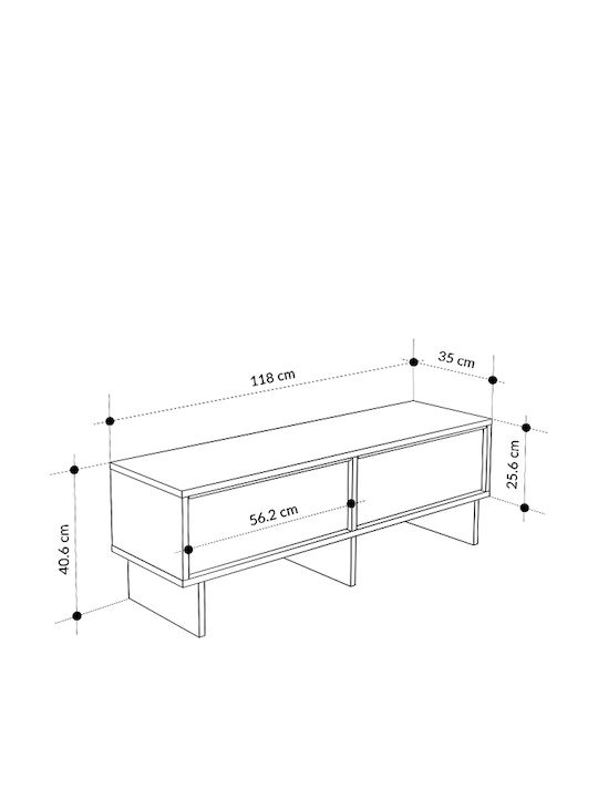TV-Ständer Yuki Sandstein - Korb Eiche M118xP35xH40.6cm GP037-0275