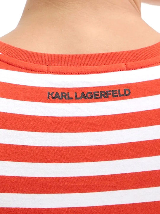 Damen T-Shirt Gestreift White-orange