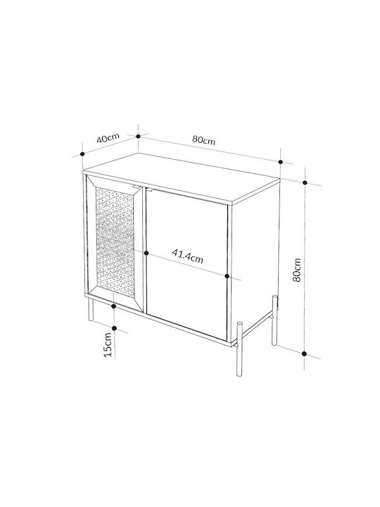 Sideboard Naive made of Wood & Metal Sapphire Oak 80x40x80cm