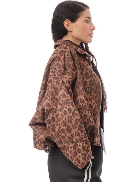 Women's Lifestyle Suede Jacket for Winter Brown