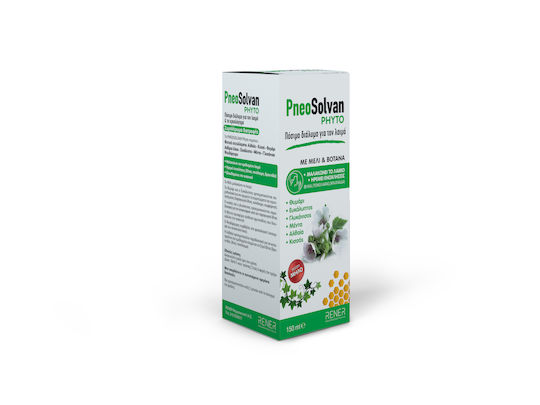 Rener PneoSolvan Phyto Sirop Miere și 6 ierburi cu aromă de măr pentru Tuse Uscată și Productivă 150ml