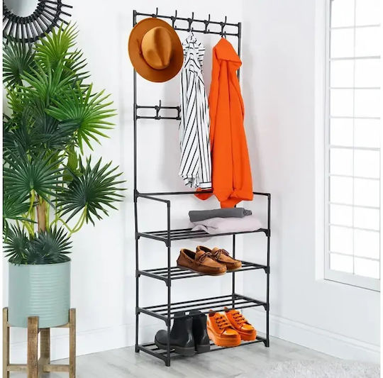 Mobilier de Intrare cu Cuier & Dulap pentru Pantofi Black 57x28x156cm