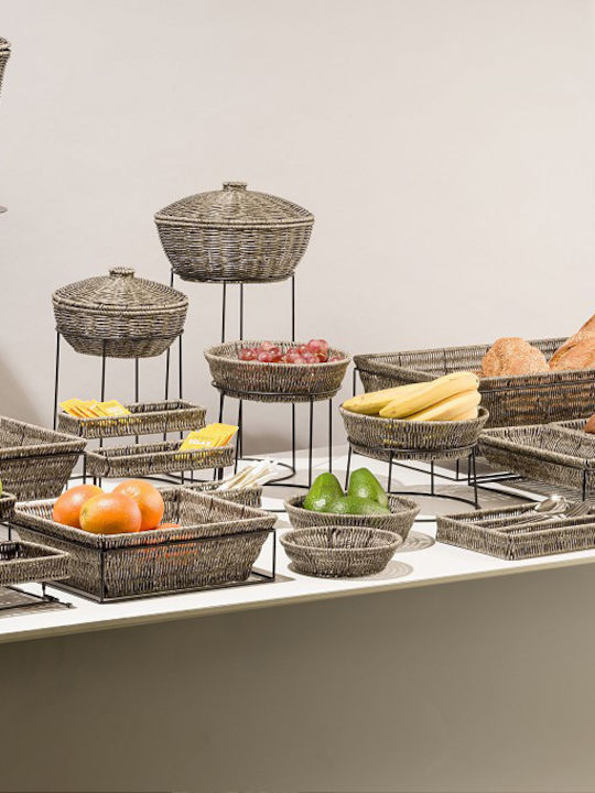 Espiel Set of Decorative Baskets Rattan Gray 23x23x15cm 2pcs