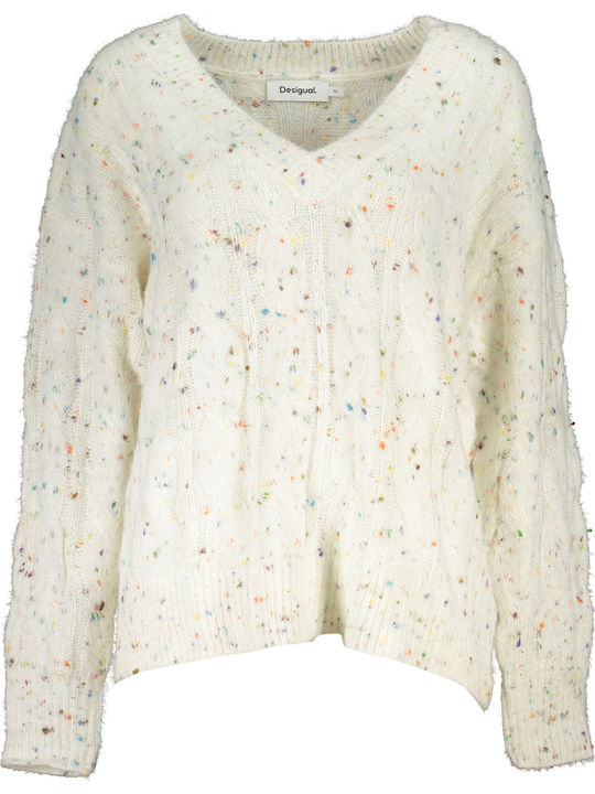 Lucca Women's Long Sleeve Sweater with V Neckline Multicolour