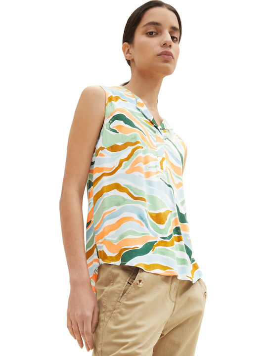 Women's Summer Blouse Sleeveless with V Neckline Multicolour