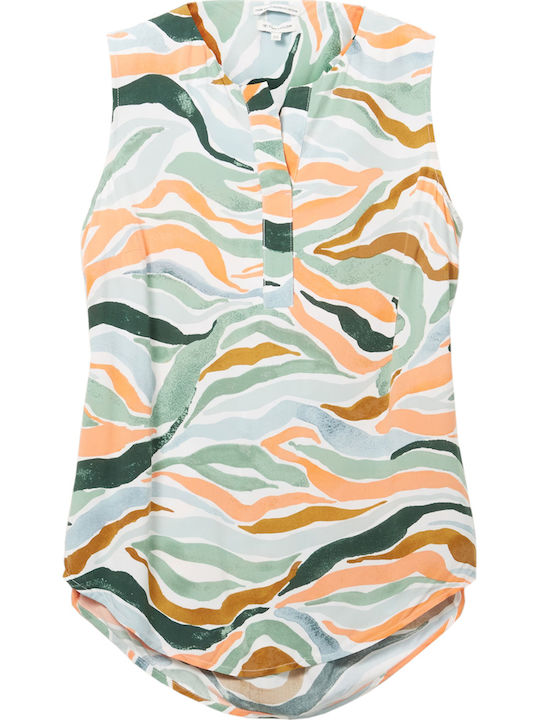 Women's Summer Blouse Sleeveless with V Neckline Multicolour