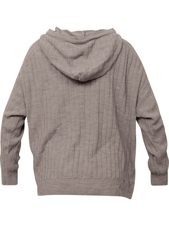 Women's Long Sleeve Sweater with Hood Plum Kitten
