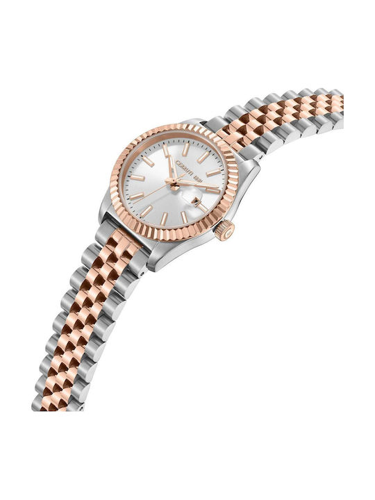 Cerruti Two Tone Ceas de Damă cu Rose Gold Brățară Metalică