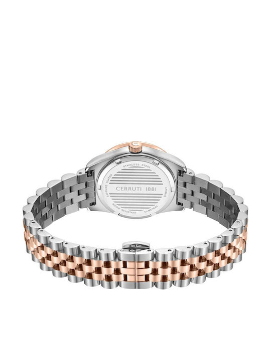 Cerruti Two Tone Ceas de Damă cu Rose Gold Brățară Metalică