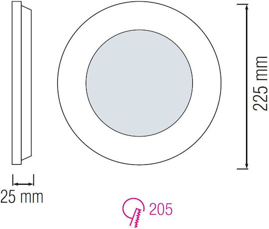 Panou LED Rotund Slim-18 18 W Putere 6400 K 1170 Lm