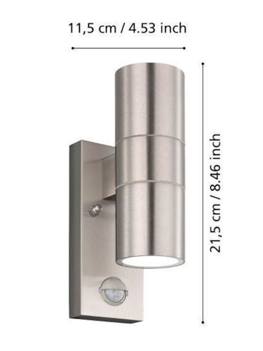 Eglo Riga Wall-Mounted Outdoor Spot Light GU10 IP44 Double Beam 6.5x21.5x21.5εκ.