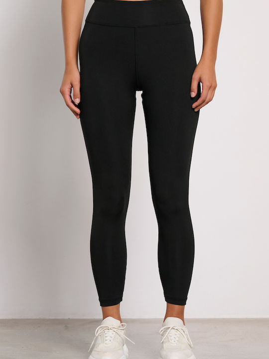 Training Damen Gekürzte Hohe Taille Leggings mit Fleece-Beschichtung Schwarz
