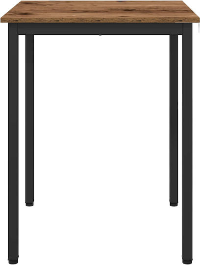 Table Dining Room Wooden with Metal Frame Brown 60x60x75cm