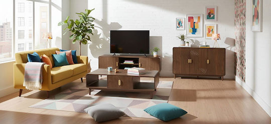 Polihome Kaffeetisch Zentral Rechteckig Walnut Holz M120xT60xH38cm