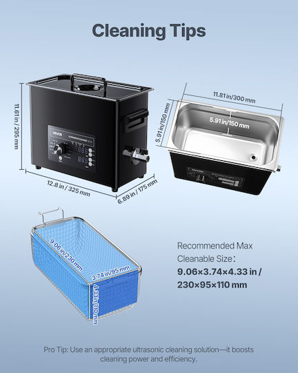Vevor Ultrasonic Cleaner 6L Inox With Digital Timer