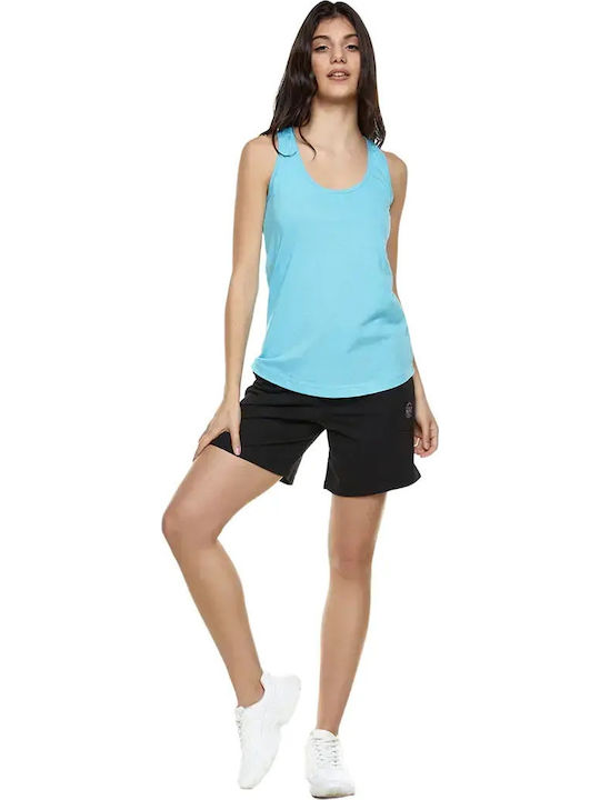 Damen Sport Ärmellose Türkis Bluse