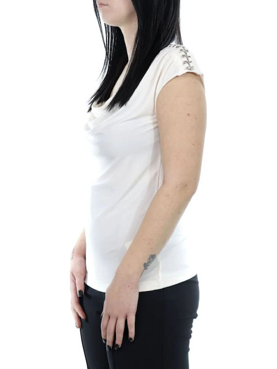 Priyanne Women's Summer Blouse Cotton Sleeveless Drape White