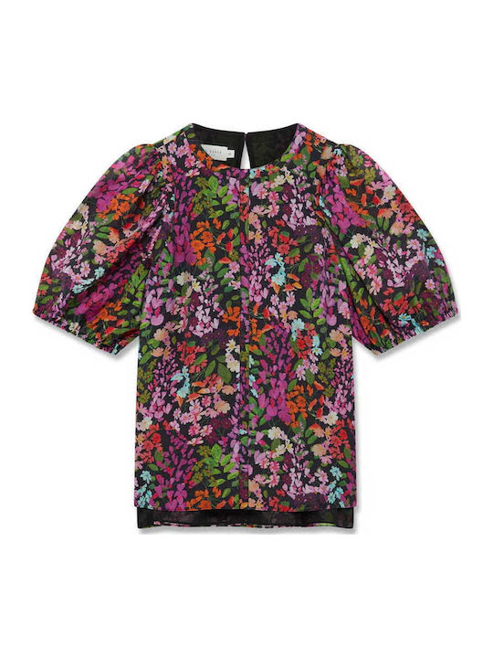 Damen Bluse Blumen Mehrfarbig