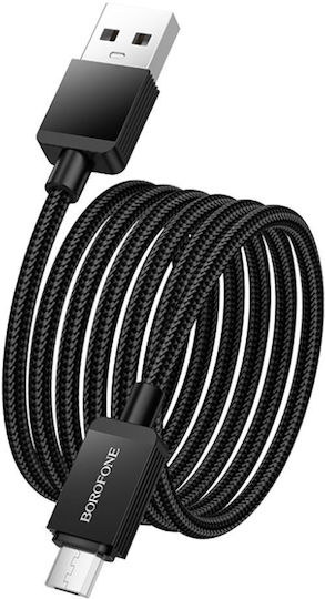 Borofone Regular USB 2.0 to micro USB Cable Μαύρο 1m 1τμχ