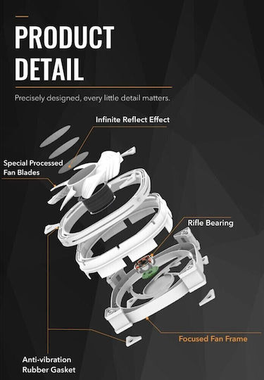 Darkflash Infinity Reverse Blade Case Fan 120mm 1600rpm 65cfm with ARGB Lighting