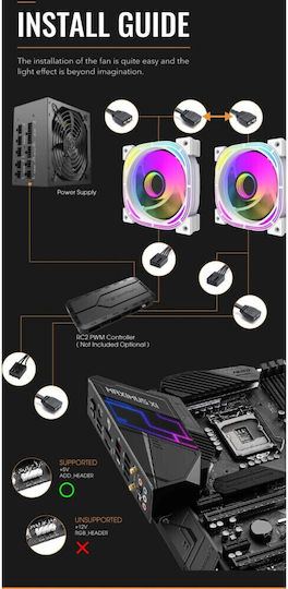 Darkflash Infinity Reverse Blade Case Fan 120mm 1600rpm 65cfm with ARGB Lighting
