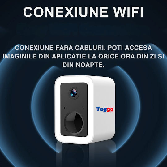 Taggo TAG554-SOLAR-WIFI-3MP Cameră De Supraveghere IP Wi-Fi Full HD+ 3MP Rezistentă La Apă Cu Baterie Și Comunicare Bidirecțională